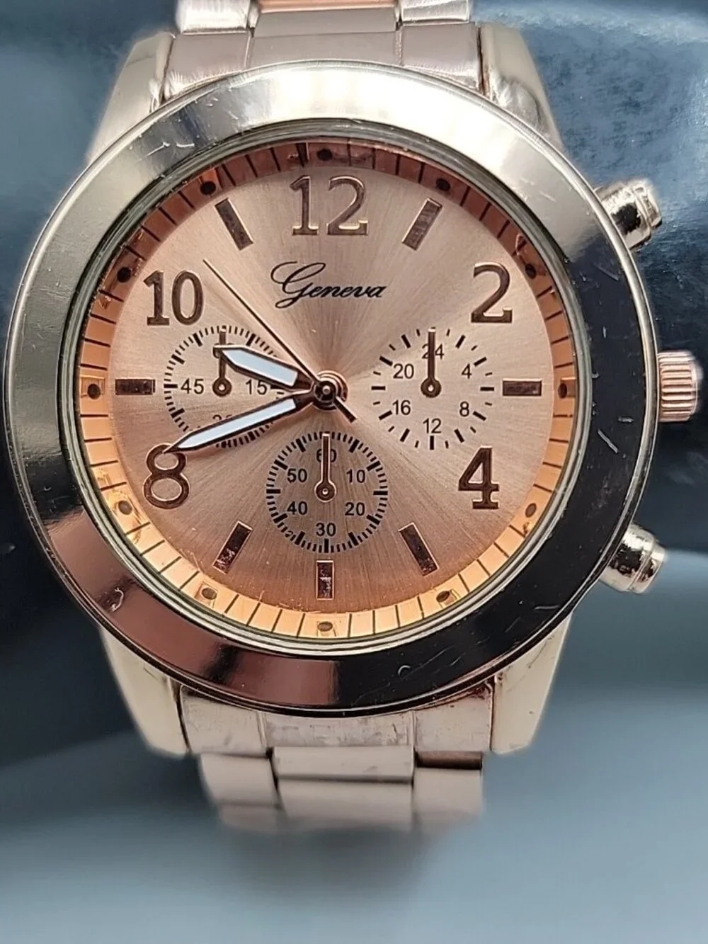Geneva Ladies Boyfriend Watch Chic Rose Gold Tone 7.5